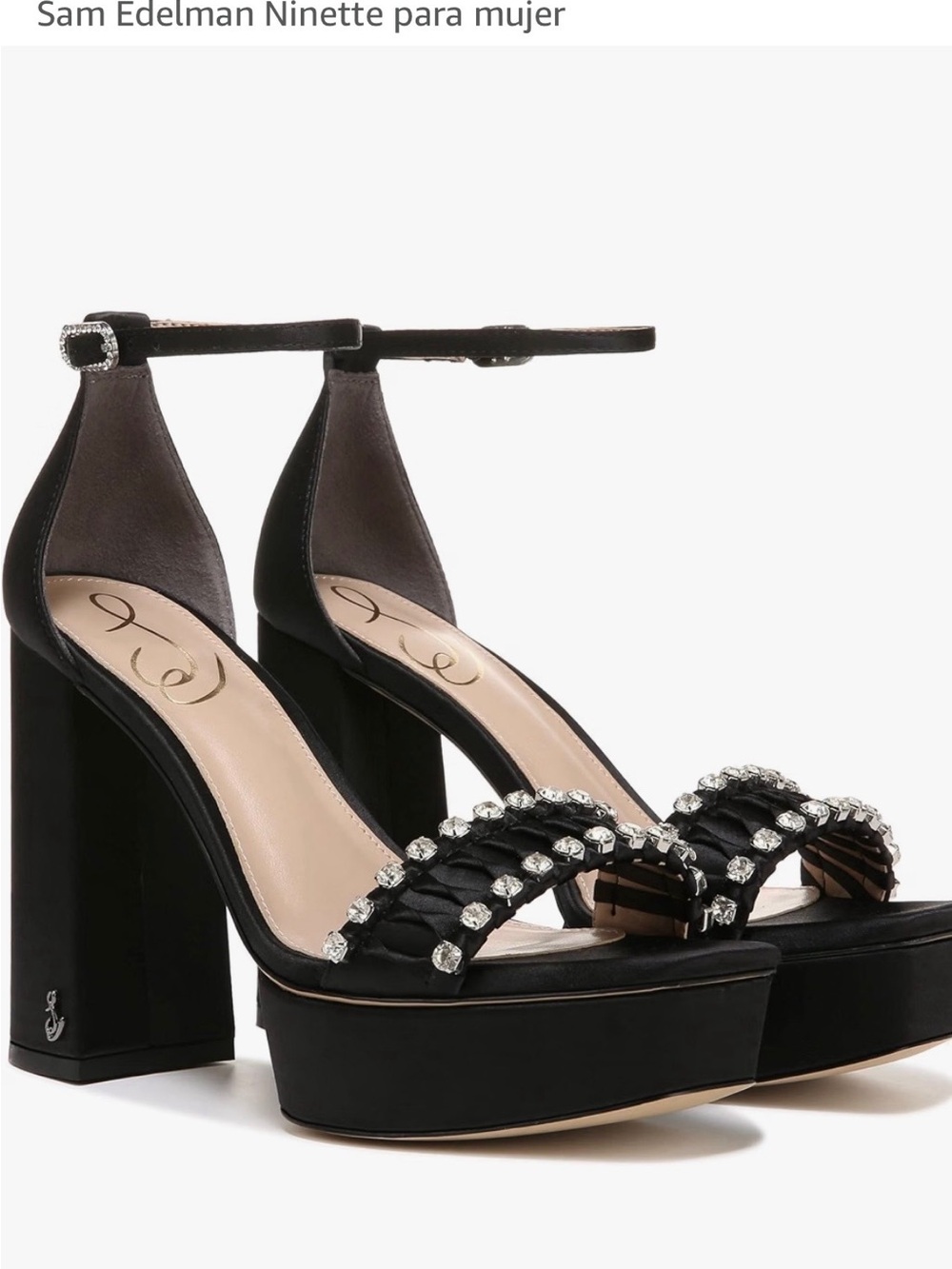 Sam Edelman Black Crystal-Trim Platform Sandals